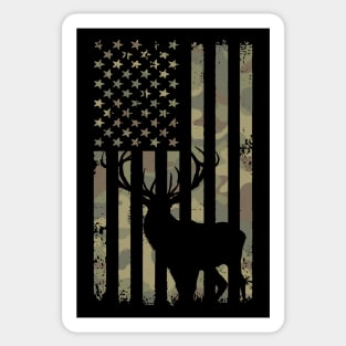 Camo Deer Hunter Flag Sticker